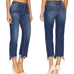 Free People We The Free The Maggie Mid-Rise Straight Leg Frayed Jeans - Size 30